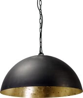 Suspension LARINO Gris M&eacute;tal Feuille dor &Oslash;50cm