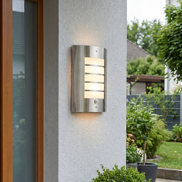 Applique murale détecteur de mouvement acier inoxydable IP44 résistant aux intempéries
