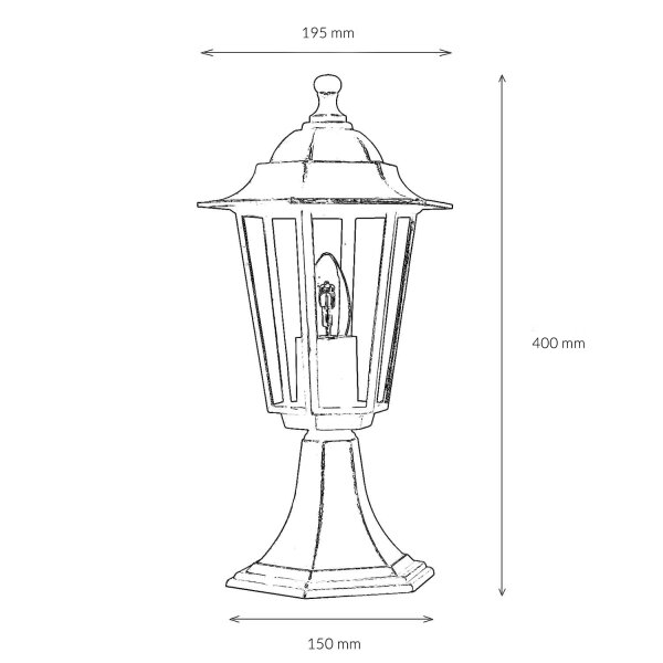 Socle Lampe dallée noire PARIS style campagnard E27