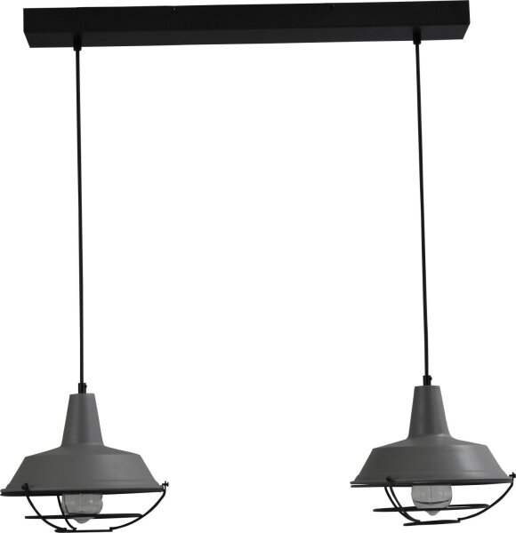 Suspension Gris Ø25cm 2-flmg Grille décorative noire