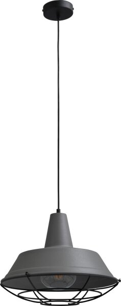 Suspension design gris Ø35cm grille décorative noire