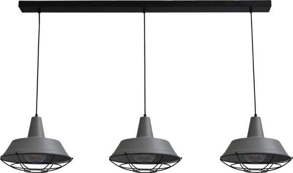 Suspension longue Gris L:130cm Ø35cm Grille décorative