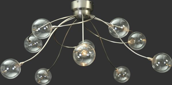 Plafonnier LED avec abat-jour en verre mat aspect nickel