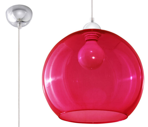Suspension ronde intemporelle avec abat-jour en verre rouge