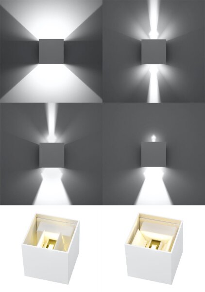 Applique LED JAZZINELLE Blanc Carré IP54 Up Down