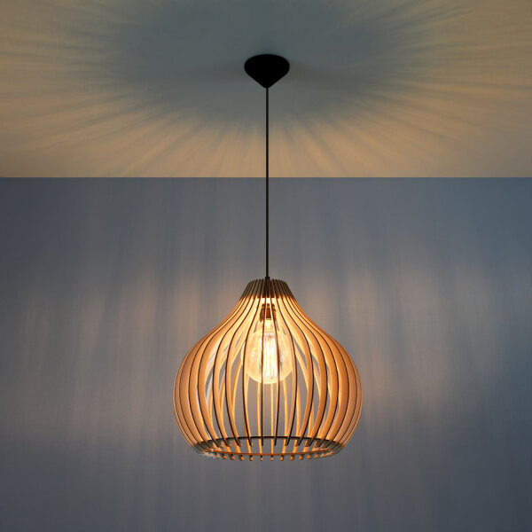 Suspension en bois ronde Ø43cm Moderne et chaleureuse NIGILIA