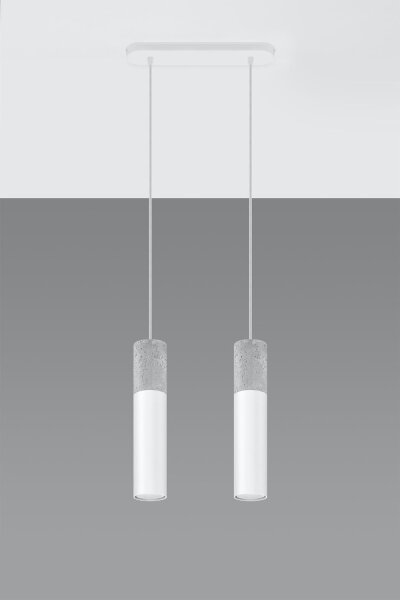 Suspension moderne métal béton 2 feux GU10