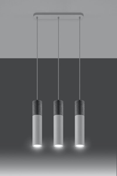 Lampe à suspendre Gris Blanc Béton Métal 3-flmg GU10 JUNIA