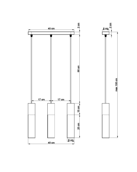 Lampe à suspendre Gris Blanc Béton Métal 3-flmg GU10 JUNIA