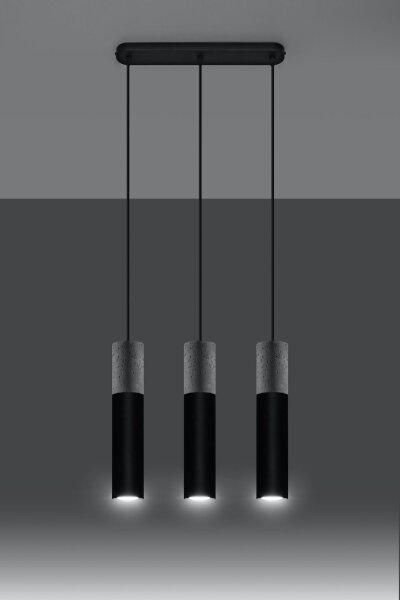 Suspension moderne métal béton 3 flammes GU10