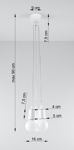 Suspension blanc réglable jusquà 90cm Retro 3x E27