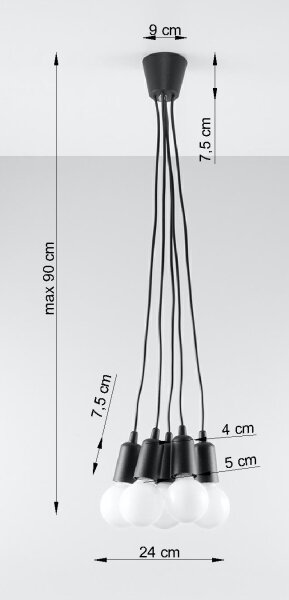 Suspension Noir réglable jusquà 90cm Rétro NESSA