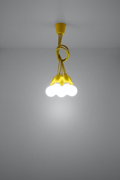 Lampe à suspendre jaune rétro réglable jusquà 90 cm pour E27