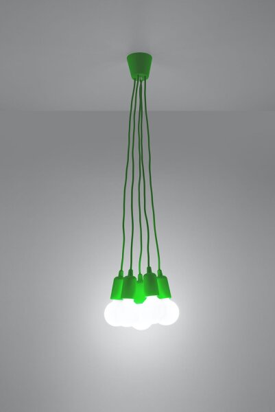 Vert Lampe à suspendre Rétro réglable 5 flammes pour E27