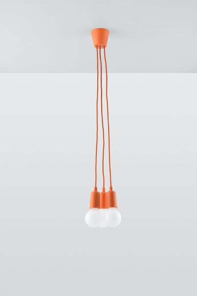 Lampe à suspendre NESSA Orange profondeur jusquà 90cm 5-flamme E27