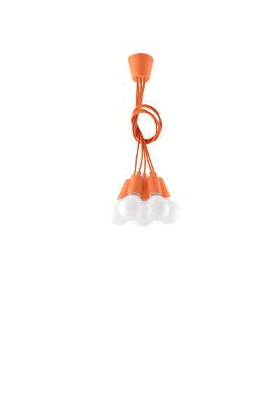 Suspension orange vif 5 flammes rétro NESSA