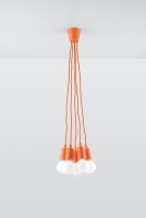 Suspension orange vif 5 flammes rétro NESSA