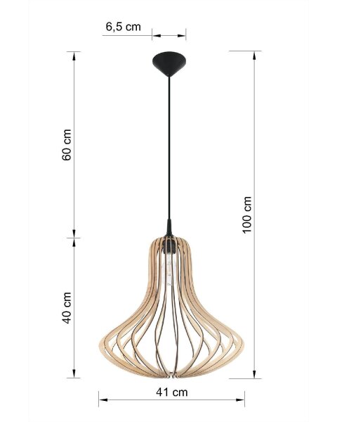 Lampe à suspendre en bois LILAH Ø40cm confortable E27 table à manger