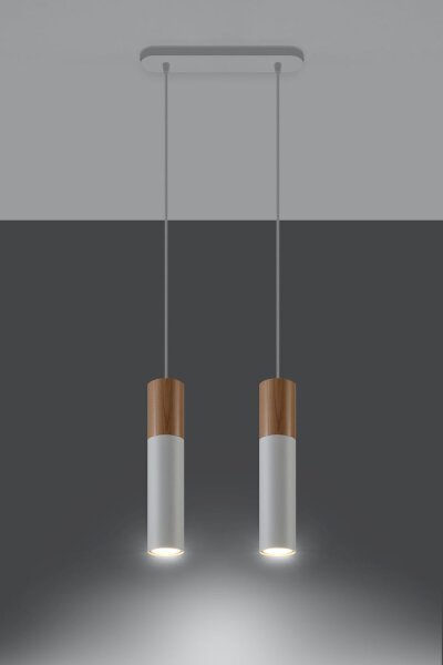 Lampe à suspendre cosy WAYNELLE Blanc Bois Scandinave