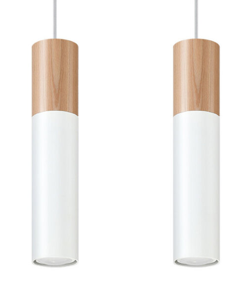 Lampe à suspendre cosy WAYNELLE Blanc Bois Scandinave