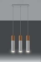 Suspension Blanc Métal Bois 3-flmg Scandinave