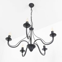 Lustre rustique noir 5 branches E14 FIORANO