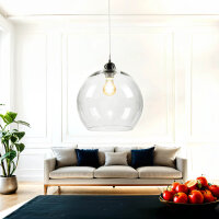 Suspension ronde sph&egrave;re abat-jour verre E27 BILBAO