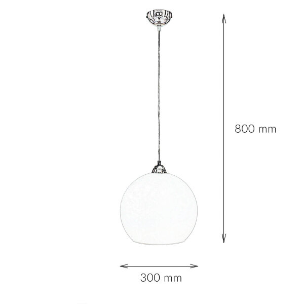 Suspension avec abat-jour en verre blanc