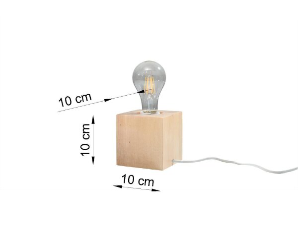 Lampe de table en bois carrée H:10cm petite moderne décorative pour