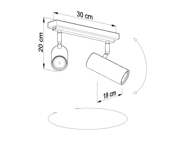 Plafonnier blanc métal L:30cm 2x GU10 DUCCIA