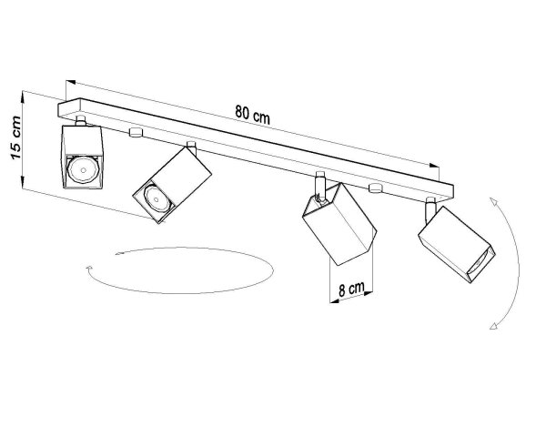 Projecteur de plafond gris FALERIA 80 cm de long 4x GU10