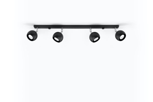 Projecteur noir acier 4 flammes 80cm de long rétro GU10