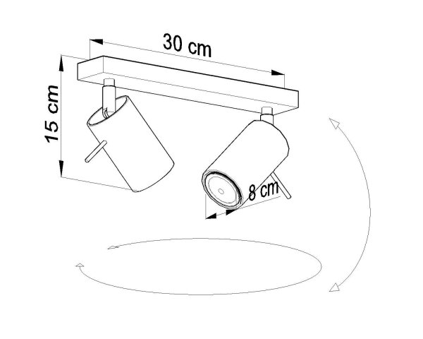Projecteur de plafond gris ETNA L:30cm 2x GU10