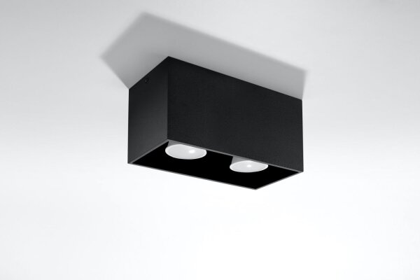 Plafonnier noir BRUCCIA L:20cm Aluminium carré