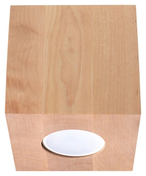 Plafonnier carré en bois L:10cm petit GU10 couloir