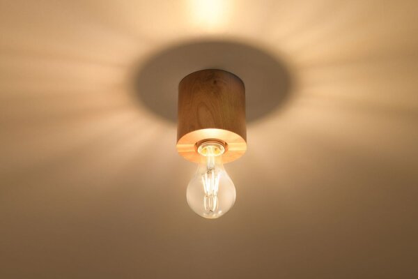Lampe de plafonnier en bois ronde Ø10cm H:10cm pour E27