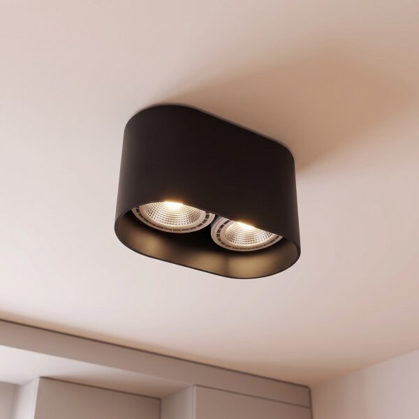 Projecteur noir ovale 2flmg