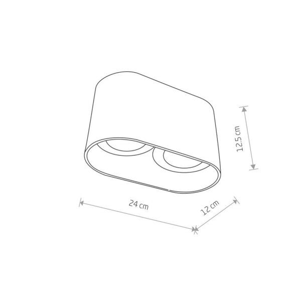 Projecteur noir ovale 2flmg
