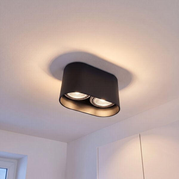 Projecteur noir ovale 2flmg