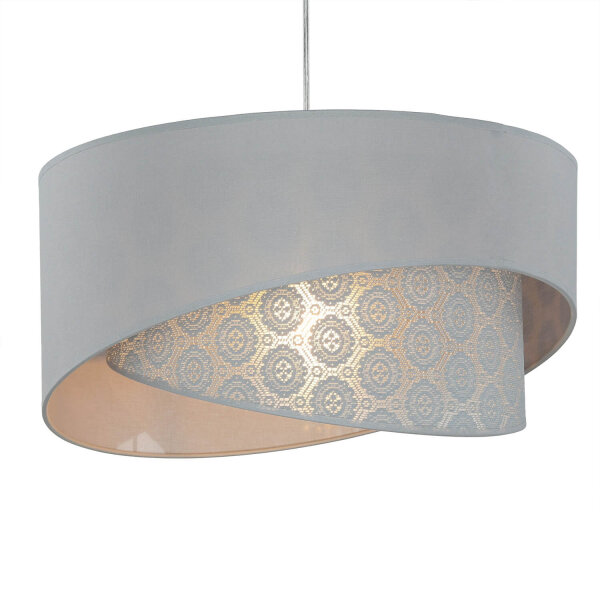 Lampe à suspendre grise tissu dentelle SELMA Chambre à coucher