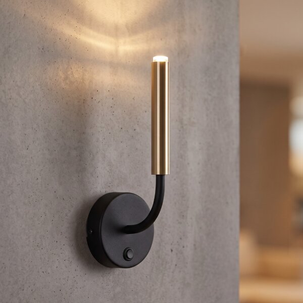Applique murale noire avec interrupteur G9 laiton véritable
