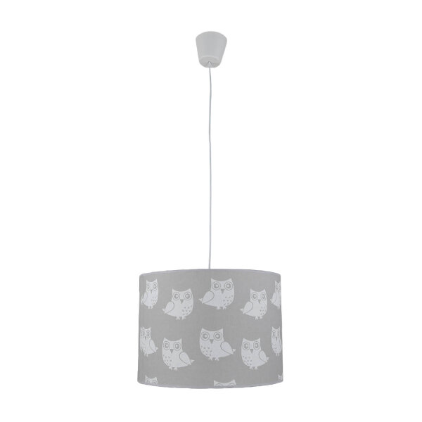 Lampe grise pour enfants Hibou Tissu Fille Gris Blanc
