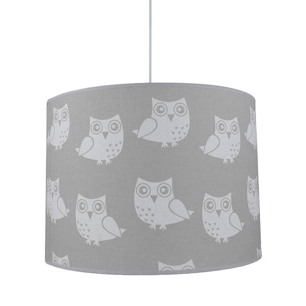 Lampe grise pour enfants Hibou Tissu Fille Gris Blanc