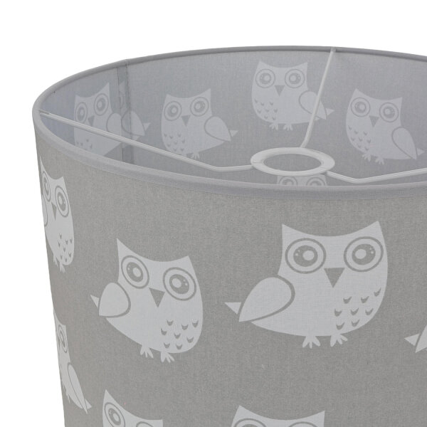 Lampe grise pour enfants Hibou Tissu Fille Gris Blanc