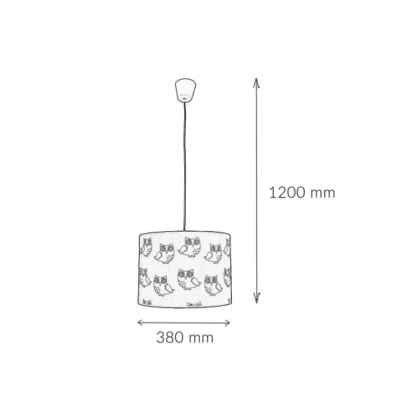Lampe grise pour enfants Hibou Tissu Fille Gris Blanc