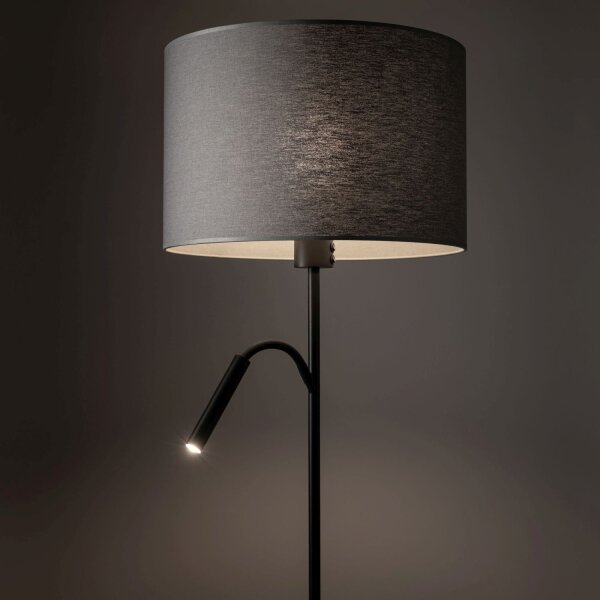 Lampadaire avec bras de lecture 168 cm E27 + G9 Tissu Métal
