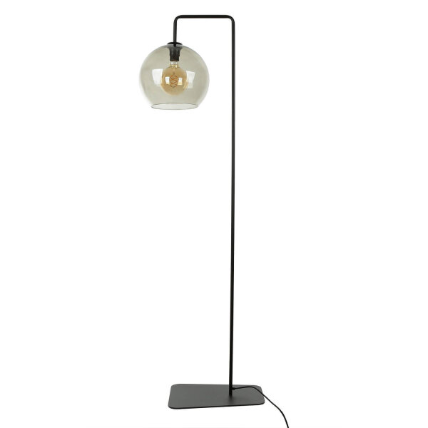 Lampadaire verre fumé 160 cm E27 Abat-jour sphérique noir gris