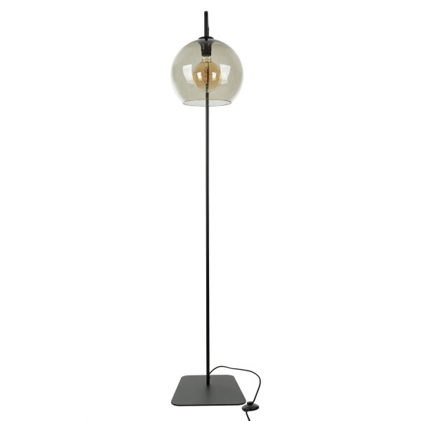 Lampadaire verre fumé 160 cm E27 Abat-jour sphérique noir gris