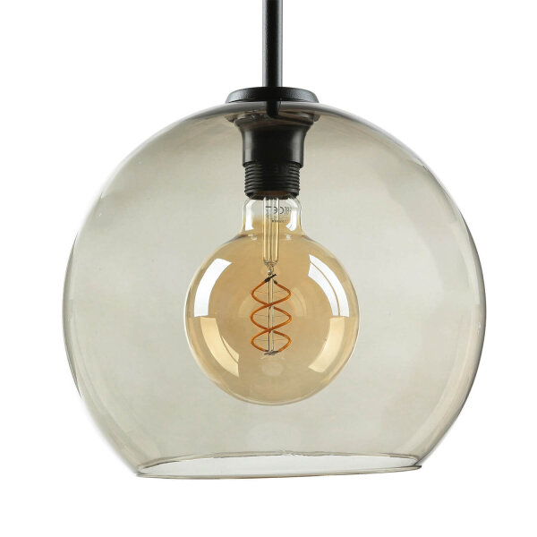 Lampadaire verre fumé 160 cm E27 Abat-jour sphérique noir gris