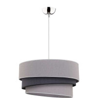 Lampe &agrave; suspendre grise en tissu rond &Oslash;45cm...